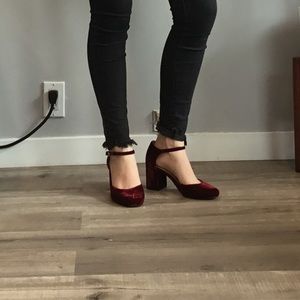 Sam Edelman Burgundy Velvet Block Heels